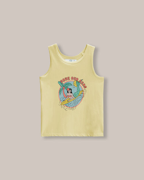 Tank Top Amarilla Con Gráfico